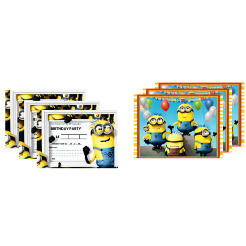 6 Invitations Et Enveloppes Anniversaire Minion Jaune en Tunisie