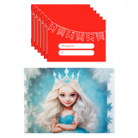 6 Invitations Et Enveloppes Anniversaire Reines des neiges Bleu en Tunisie
