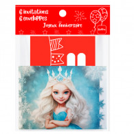 6 Invitations Et Enveloppes Anniversaire Reines des neiges Bleu en Tunisie