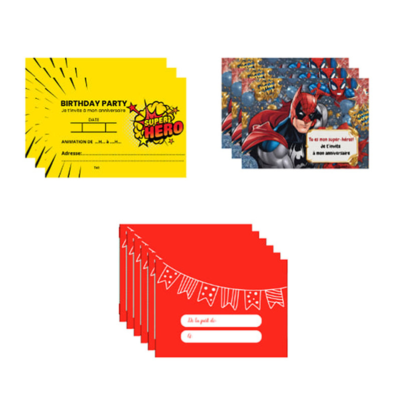 6 Invitations Et Enveloppes Anniversaire Super Heros au Meilleur Prix ...