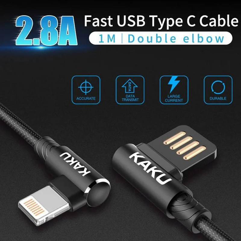 Câble Chargeur Kaku KSC-028 USB Vers Lightning Noir en Tunisie