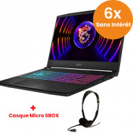 Pc Portable MSI Gaming Katana i7 12Gén 8Go 512Go SSD W11Noir en Tunisie