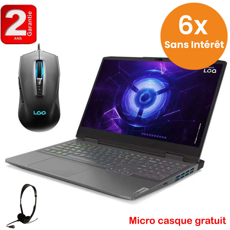 PC Portable Lenovo 15,3" IPSlim 3 - Intel Core I7 13620H, 16 Go RAM, 512 Go SSD - Windows 11 Pro - Gris - Clavier AZERTY