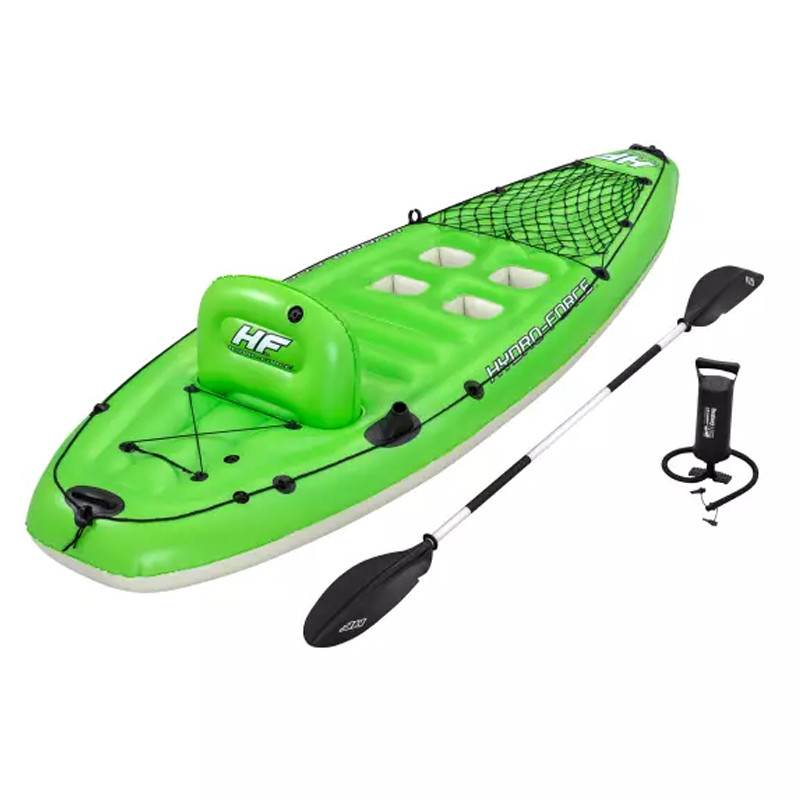 Bateau De Pêche Gonflable 2 Places - Capacité 150 Kg - Avec Pagaie, Pompe Et Porte-canne - Idéal Pour Lac Et Rivière Calme