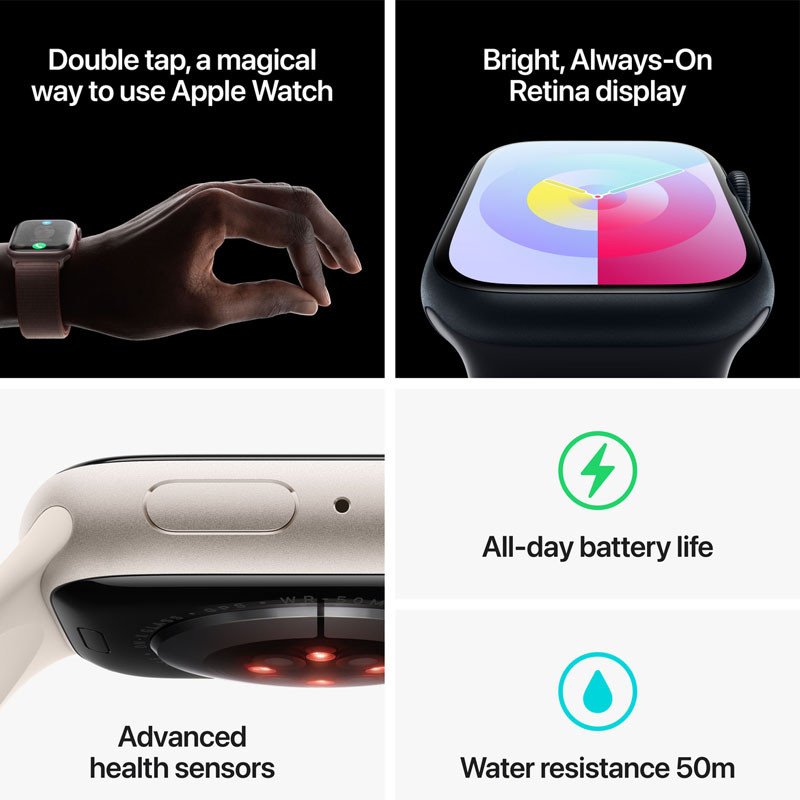 Apple Watch S9 9 LTE 41mm Lumière stellaire En Tunisie