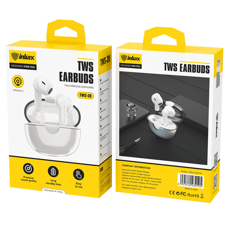 Kit Sans Fil Inkax TWS-20 Blanc en Tunisie