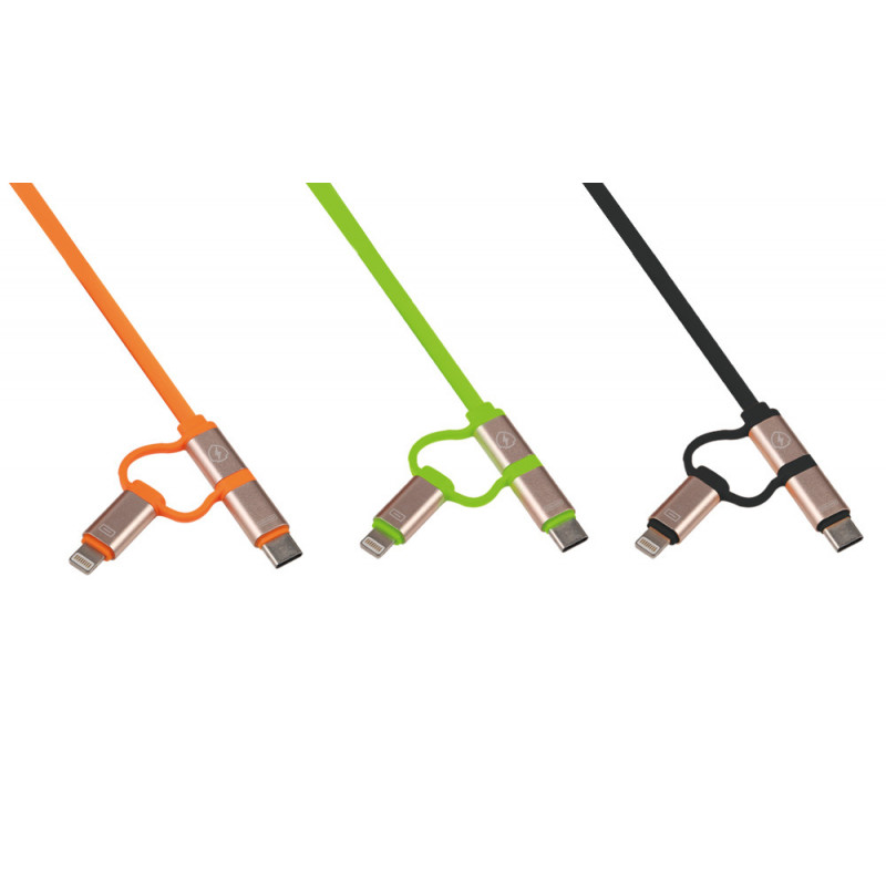 Câble MARVO Type C + Lighting + Micro 3 en 1 Câble MARVO Type C + Lighting + Micro 3 en 1