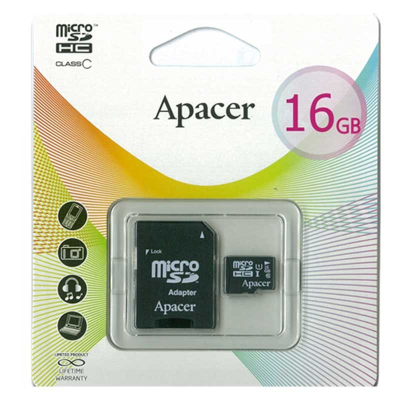 Carte Mémoire APACER 16Go SDHC Class 4 Avec Adaptateur - AP16GMCSH4-R Carte Mémoire APACER 16Go SDHC Class 4 Avec Adaptateur - AP16GMCSH4-R