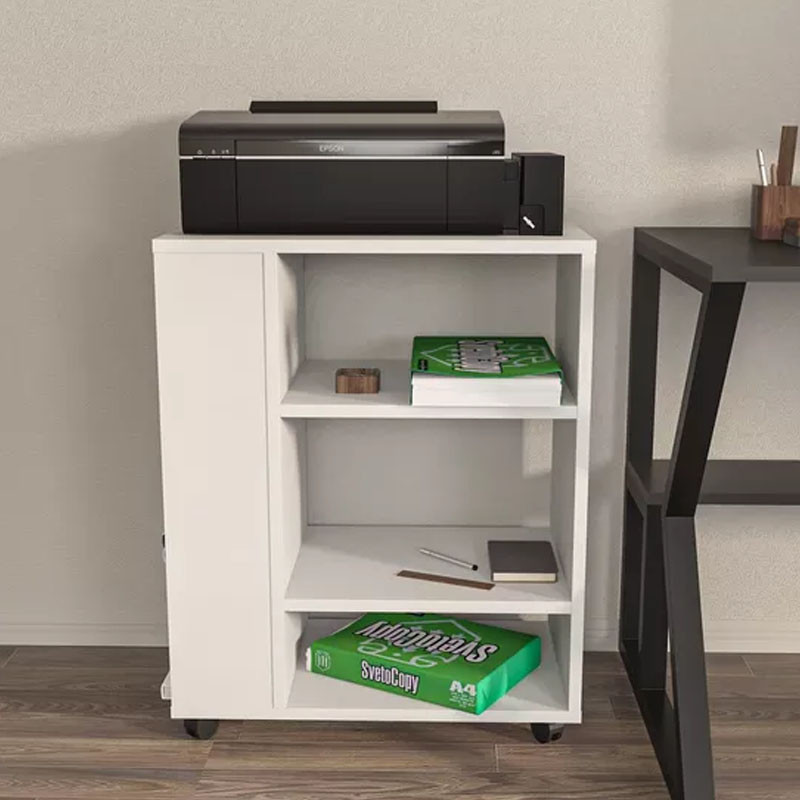 Support Imprimante Avec Etagères STD 5214 60X30X70cm Blanc En Tunisie