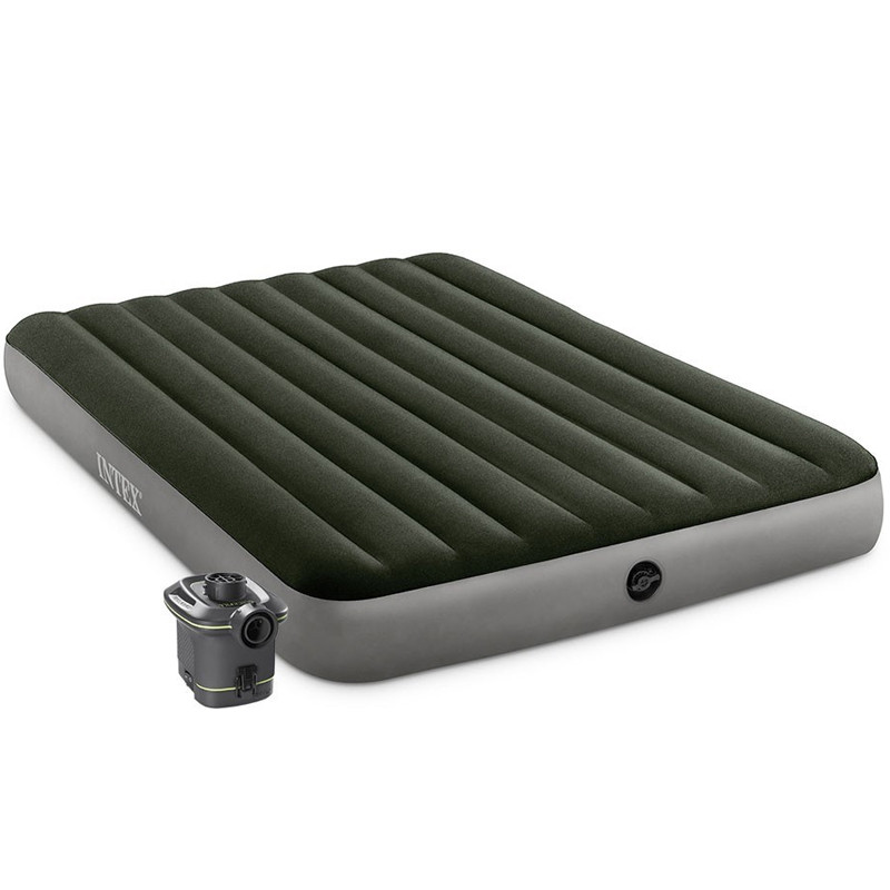 Matelas Gonflable Intex Prestige Downy Large 2 personnes avec gonfleur inclus Gris en Tunisie