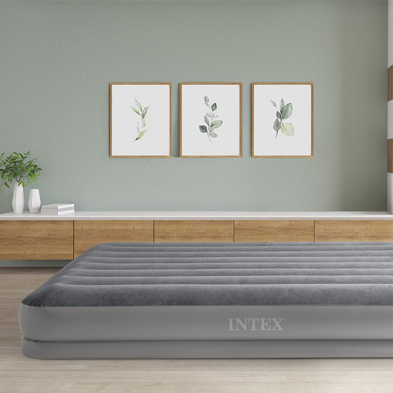 Matelas Gonflable Intex Prestige Mid Rise Flex Pump 2 personnes Gris en Tunisie