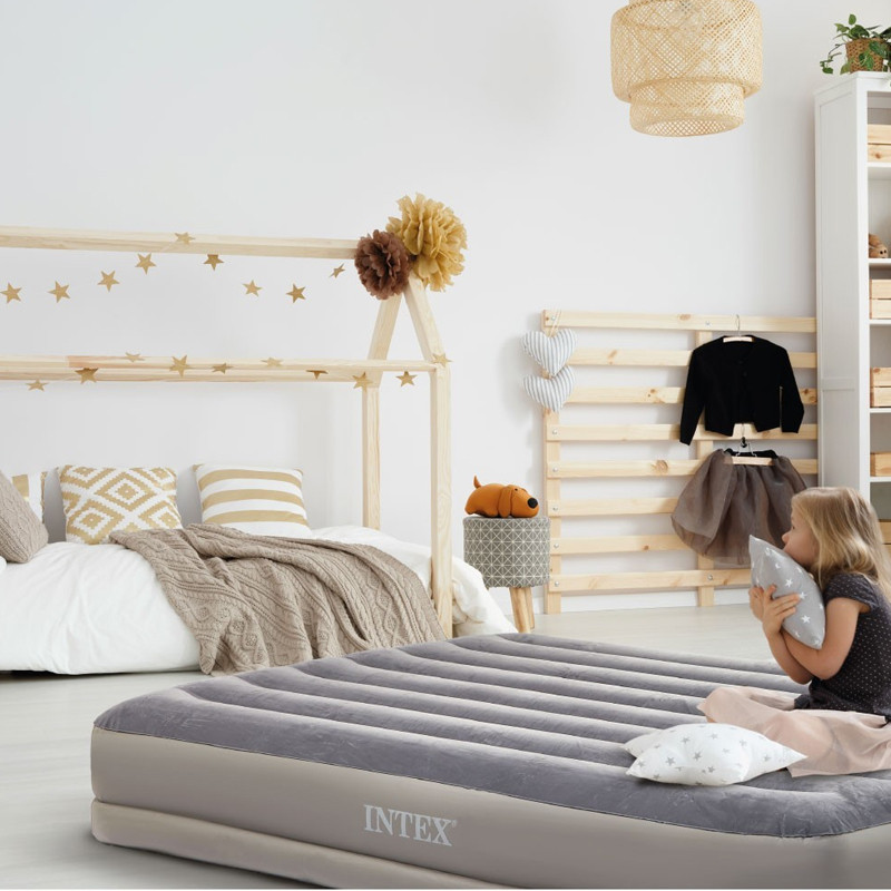 Matelas Gonflable Intex Prestige Mid Rise Flex Pump 2 personnes Gris en Tunisie