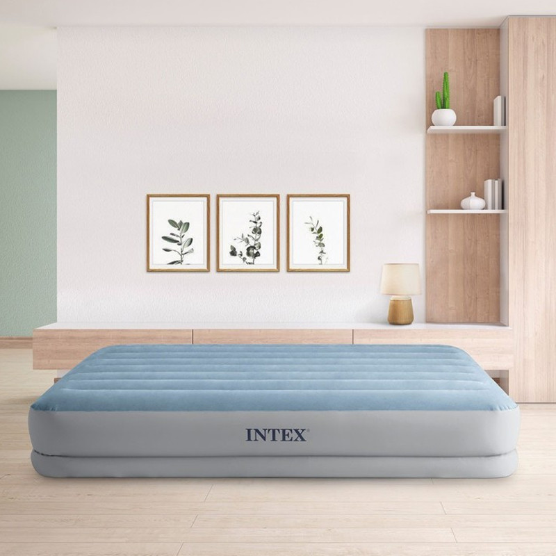 Lit Gonflable Intex Raised Comfort USB 2 personnes Bleu en Tunisie