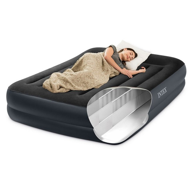 Lit Gonflable Intex Pillow Rest Raised 2 personnes Noir en Tunisie