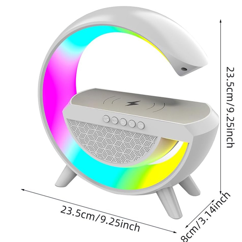 Haut Parleur Bluetooth LED Avec Chargeur Sans Fil 2301 Blanc En Tunisie