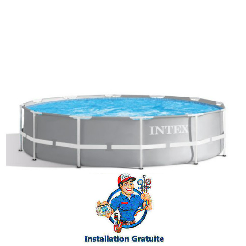Piscine Tubulaire Intex Métal Frame Ronde 3.05 x 0.76 m Avec Pompe - Gris