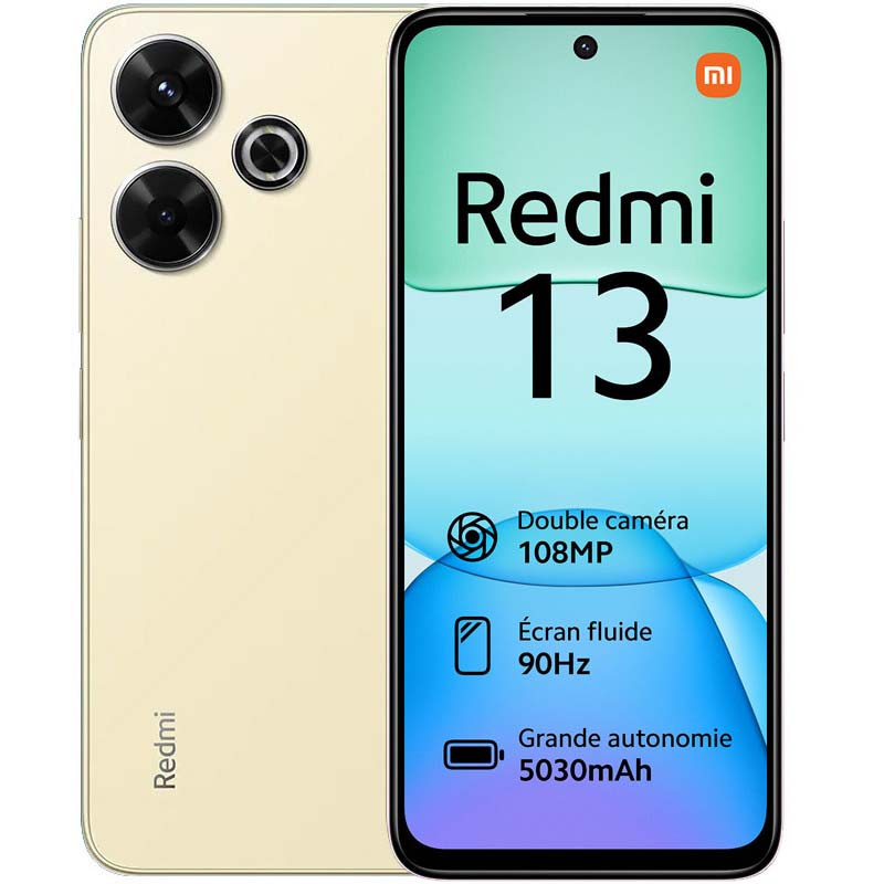Smartphone Xiaomi Redmi 13 6Go 128Go Gold En Tunisie Smartphone Xiaomi Redmi 13 6Go 128Go Gold En Tunisie
