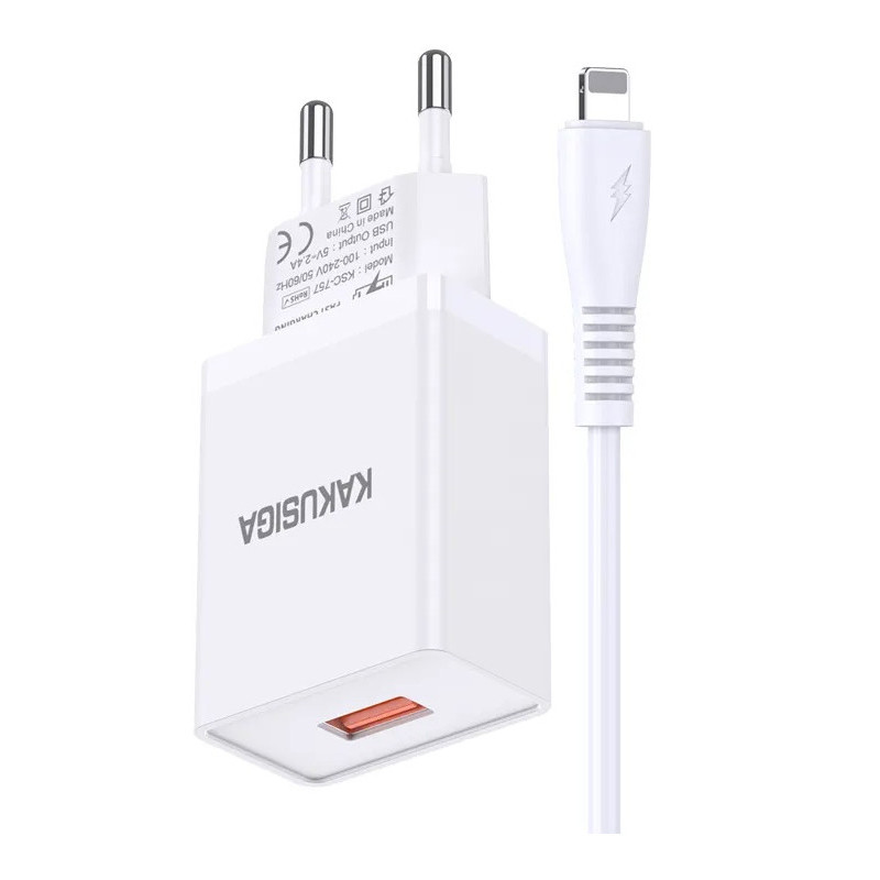 Chargeur Kaku KSC-781 Lightning 2,4A Blanc en Tunisie Chargeur Kaku KSC-781 Lightning 2,4A Blanc en Tunisie