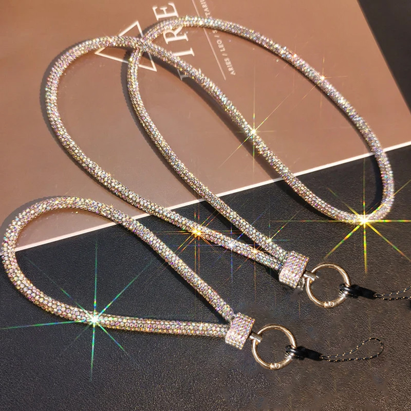 Chaine Smartphone En Strass 25cm Beige En Tunisie
