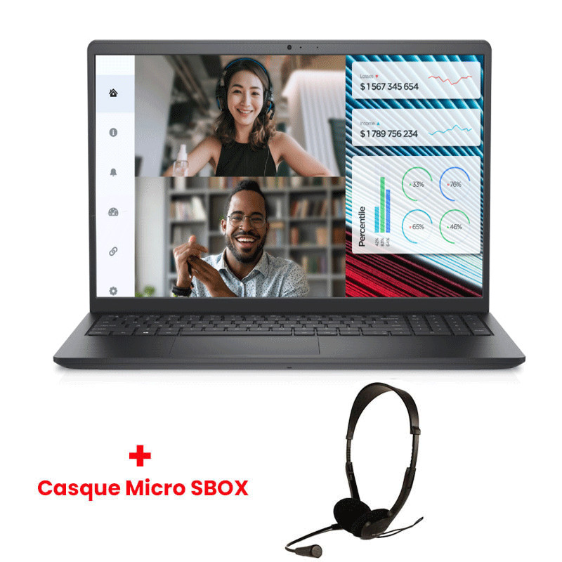 Pc Portable Dell Vostro 3520 i5 12Gén 4Go 256Go SSD W11 Noir