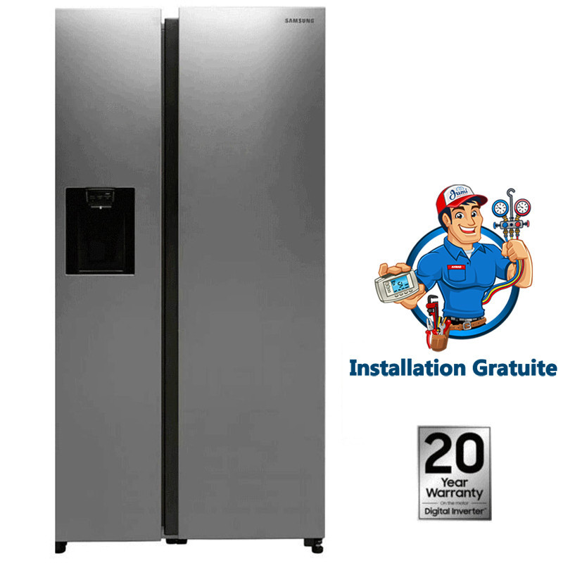 Réfrigérateur Samsung Side by Side RS68 Twin Cooling 609L Avec Distributeur D'eau Silver RS68A8820SL Réfrigérateur Samsung Side by Side RS68 Twin Cooling 609L Avec Distributeur D'eau Silver RS68A8820SL
