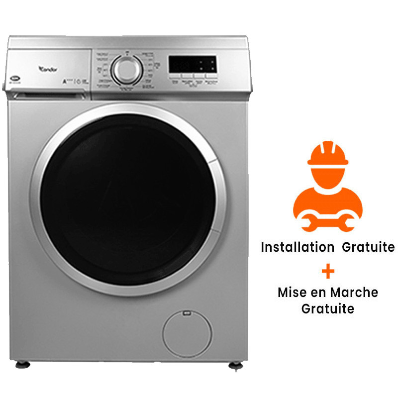 Machine à Laver Frontale Condor WAF-KU241L3G 8Kg Gris en Tunisie