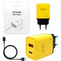 Chargeur Rapide 25W USB et Type C Jaune En Tunisie Chargeur Rapide 25W USB et Type C Jaune En Tunisie