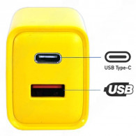 Chargeur Rapide 25W USB et Type C Jaune En Tunisie Chargeur Rapide 25W USB et Type C Jaune En Tunisie