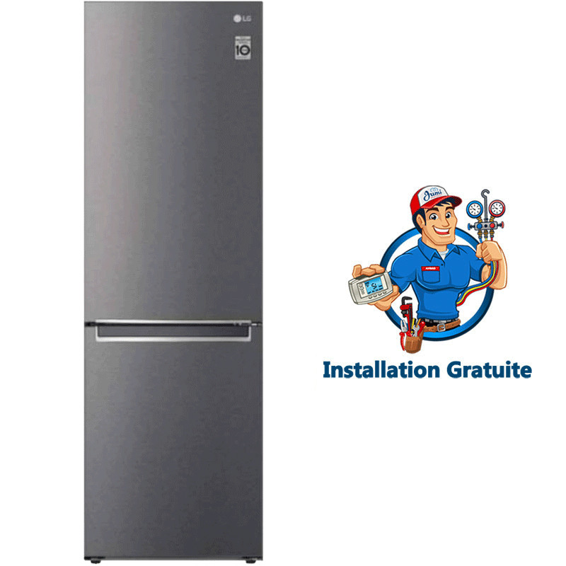 Réfrigérateur Combiné LG Inverter 374L NoFrost Silver en Tunisie Réfrigérateur Combiné LG Inverter 374L NoFrost Silver en Tunisie
