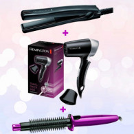 Pack Beauté Remington : Sèche Cheveux + Lisseur + Brosse Flexible Pack Beauté Remington : Sèche Cheveux + Lisseur + Brosse Flexible