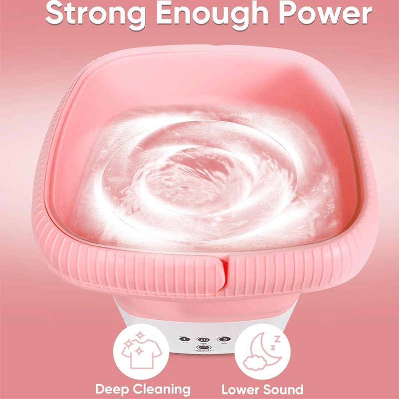 Mini Machine à Laver Semi Automatique Pliante 3.5 Litres Rose en Tunisie