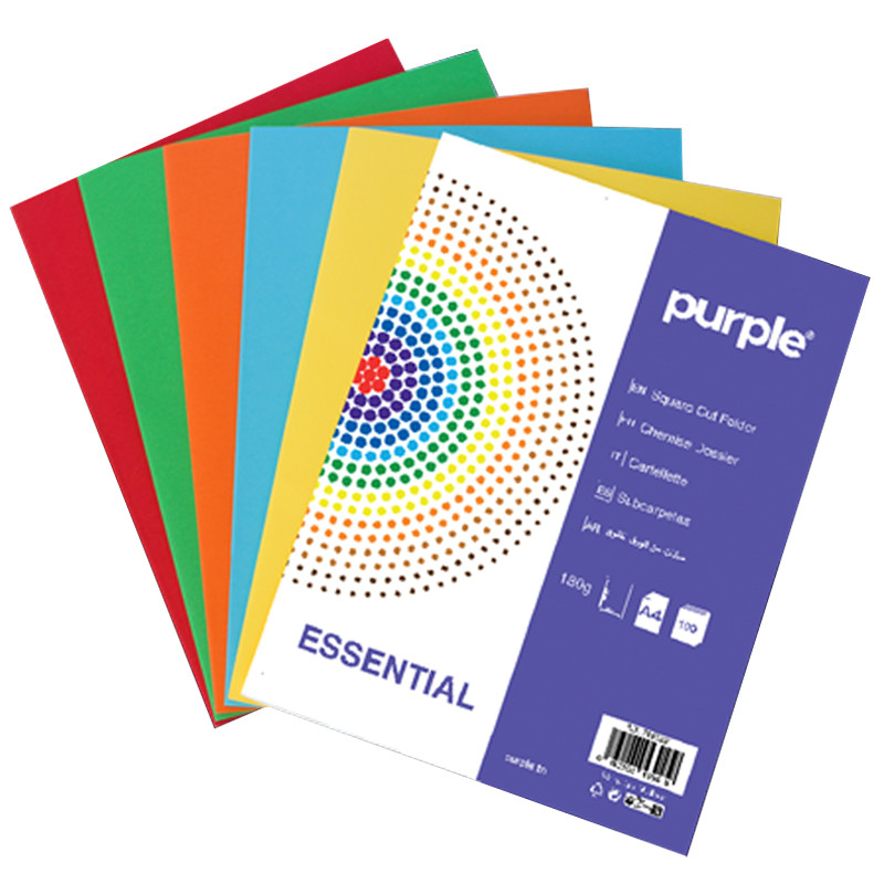 Pack de 10 Chemises Cartonnées Purple Essential 180G Assorties Pack de 10 Chemises Cartonnées Purple Essential 180G Assorties