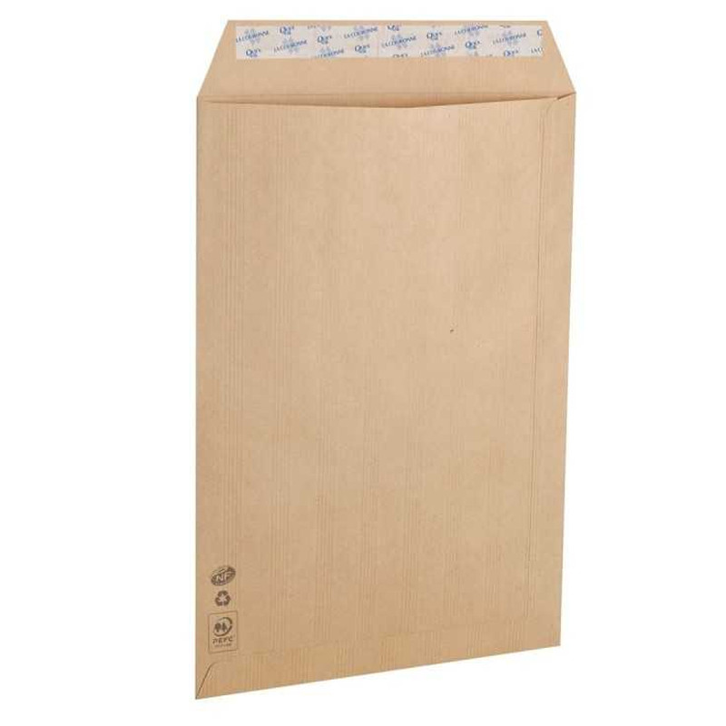 Pochettes Kraft 50 Pièces - Format 24 (260x330 Mm) - Sans Fenêtre, Papier 90 G/m2 - Fermeture Renforcée, Certifié PEFC - Pour Envois, Classement, Stockage