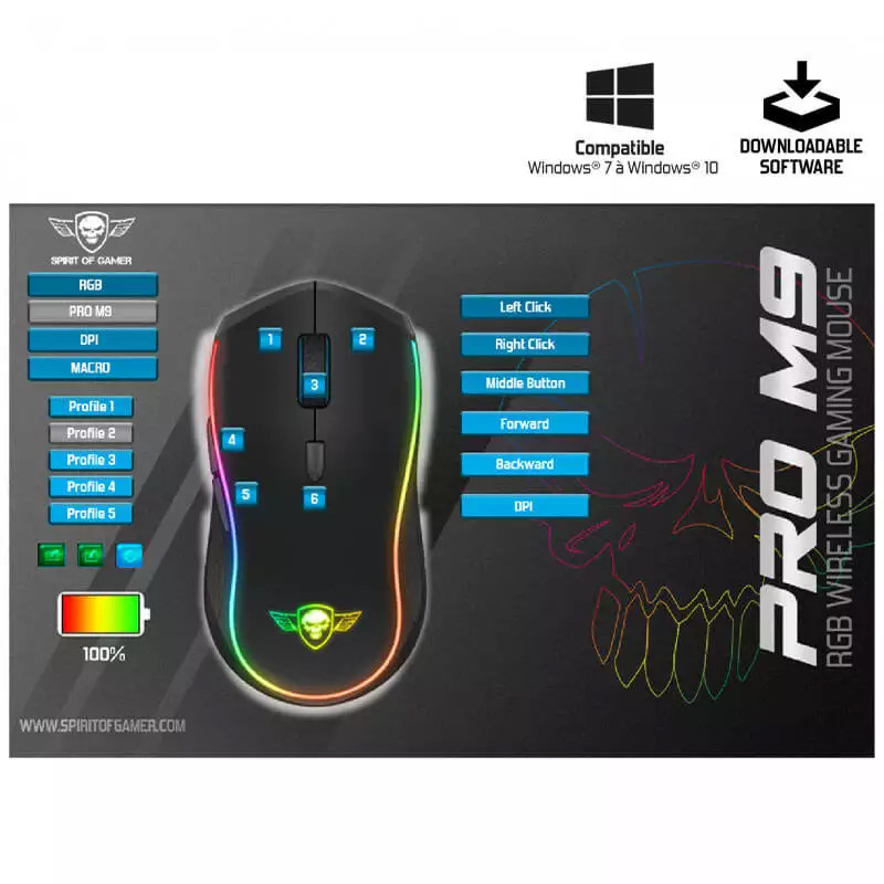 Spirit Of Gamer Souris Sans Fil RGB  en Tunisie