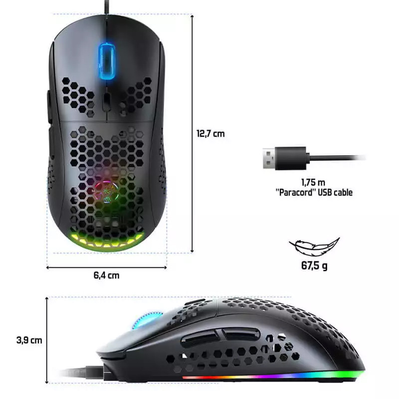 Spirit Of Gamer Souris Gaming Sans Fil PRO-M4 Ultra Light Noir en Tunisie