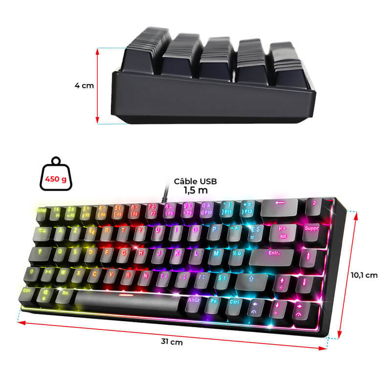 Spirit Of Gamer Clavier Gamer Filaire Xpert K150 RGB Noir en Tunisie