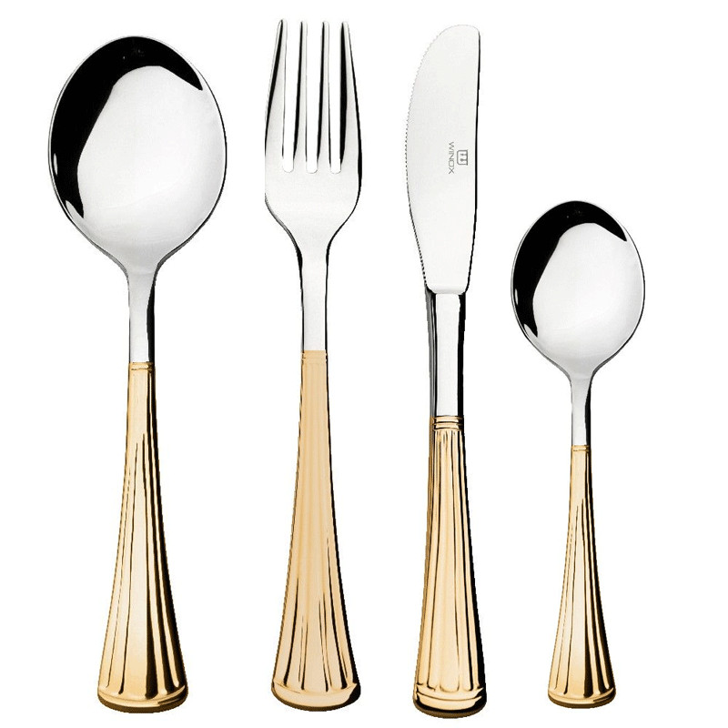 Coffret Couverts En Bois Winox Ambre Gold 24 Pièces Inox en Tunisie