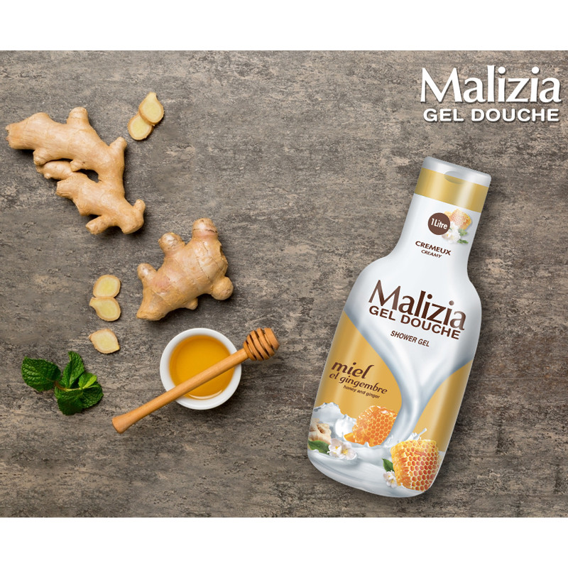 Malizia Gel Douche Au Miel Et Gingembre 1000ml en Tunisie