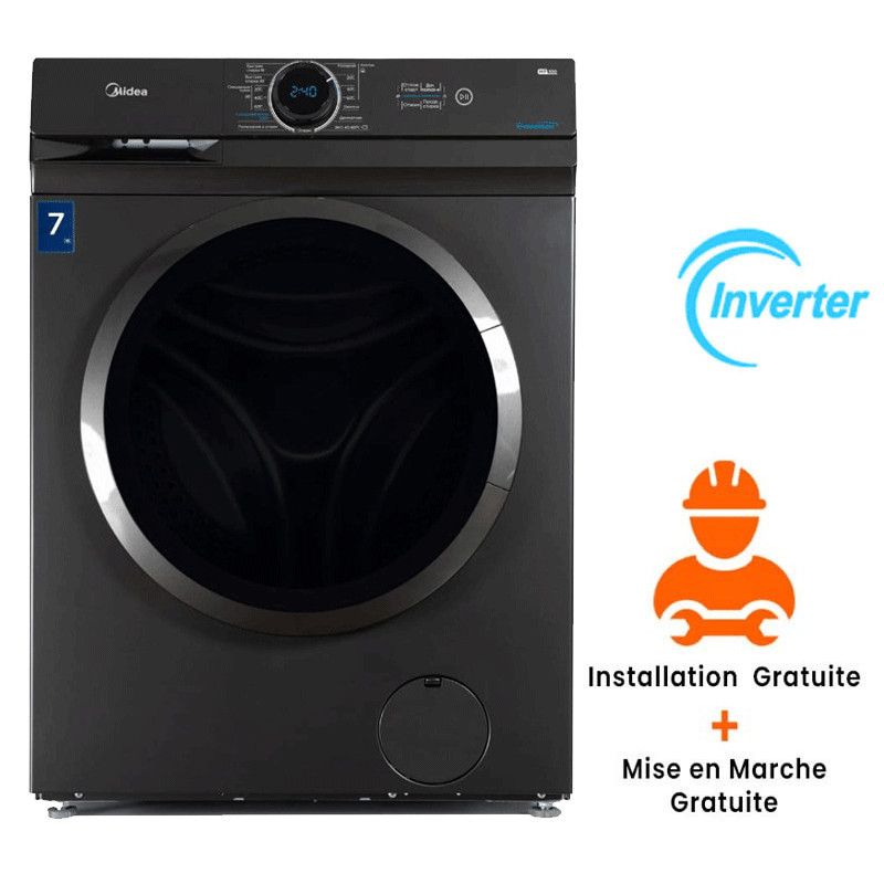 Machine a Laver Frontale Midea MF100W70B 7Kg Silver Machine a Laver Frontale Midea MF100W70B 7Kg Silver