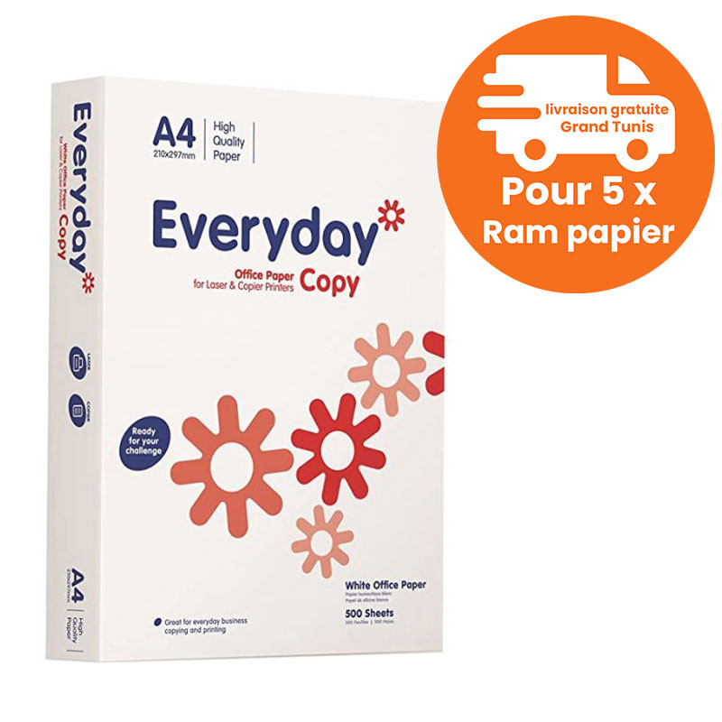 Rame Papier A4 Everyday 70G Extra Blanc en Tunisie Rame Papier A4 Everyday 70G Extra Blanc en Tunisie