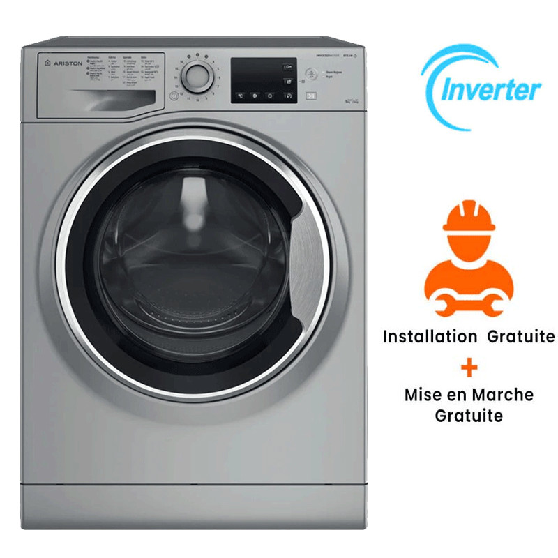 Lave Linge Séchant Ariston NDB96SSEX Inverter 9Kg Gris Lave Linge Séchant Ariston NDB96SSEX Inverter 9Kg Gris