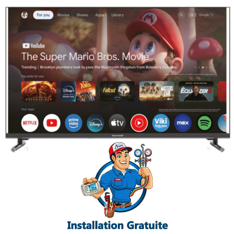 TV Maxwell MG60 55" 4k UHD Google Smart Tv Noir en Tunisie TV Maxwell MG60 55" 4k UHD Google Smart Tv Noir en Tunisie