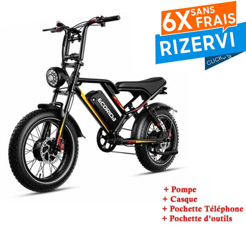 Vélo Electrique Ecoride ER2 1000 Watts Noir en Tunisie Vélo Electrique Ecoride ER2 1000 Watts Noir en Tunisie