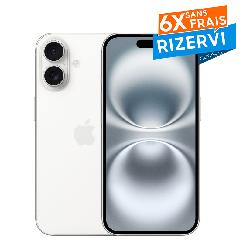 Apple iPhone 16 128Go 5G Blanc en Tunisie