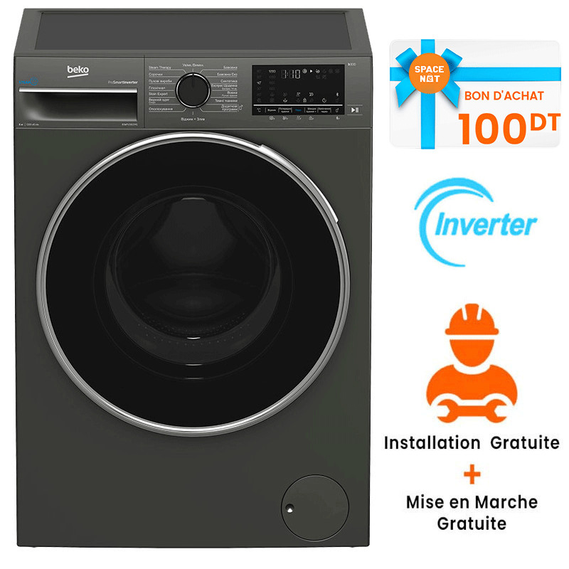 Machine à Laver Frontale Beko B3WFU5822MG 8Kg Inverter Noir Machine à Laver Frontale Beko B3WFU5822MG 8Kg Inverter Noir
