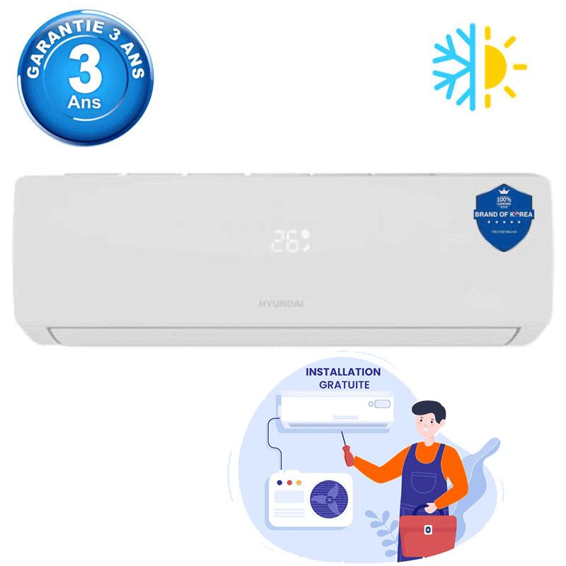 Climatiseur Hyundai 9000 BTU Chaud Froid Blanc Climatiseur Hyundai 9000 BTU Chaud Froid Blanc