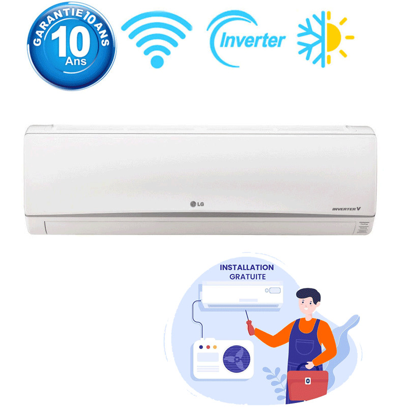 Climatiseur LG 18000 BTU Inverter Dualcool E Look Chaud Froid WIFI (D18TIH) en Tunisie Climatiseur LG 18000 BTU Inverter Dualcool E Look Chaud Froid WIFI (D18TIH) en Tunisie