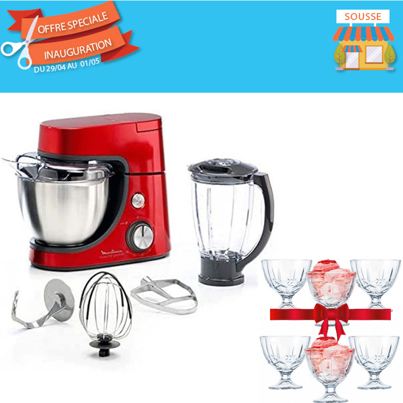 Robot Pétrin Moulinex Masterchef 1100W Bol 4,6L 6 Vitesses + Blender 1,5L - Rouge Robot Pétrin Moulinex Masterchef 1100W Bol 4,6L 6 Vitesses + Blender 1,5L - Rouge