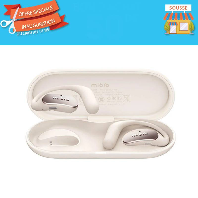 Kit Bluetooth Mibro OpenEar Pro Blanc en Tunisie Kit Bluetooth Mibro OpenEar Pro Blanc en Tunisie