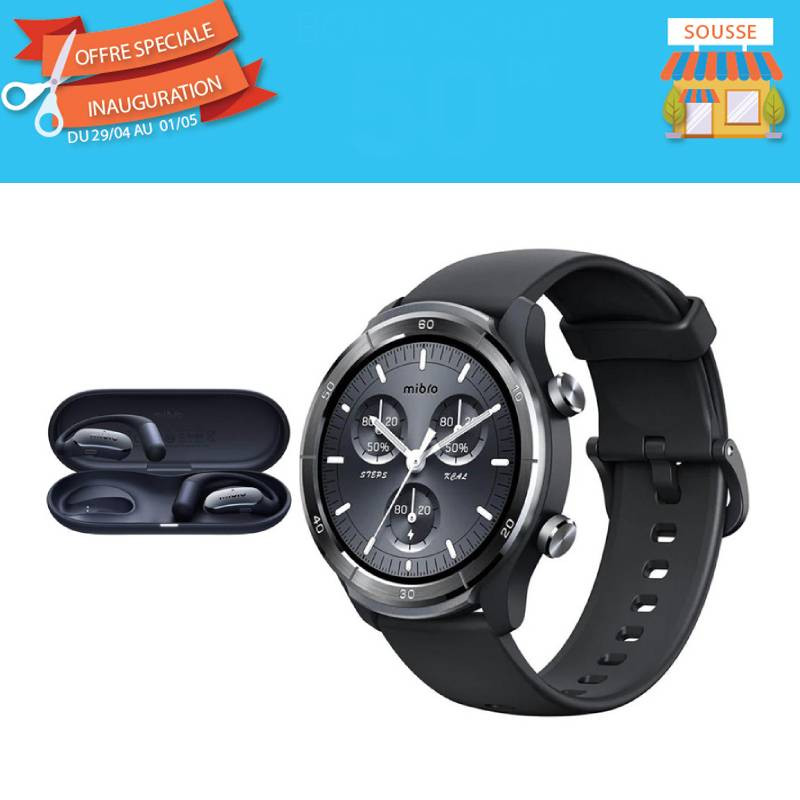 Pack Montre Connectée Mibro A3 + Kit Bluetooth Mibro OpenEar Pro Bleu en tunisie Pack Montre Connectée Mibro A3 + Kit Bluetooth Mibro OpenEar Pro Bleu en tunisie